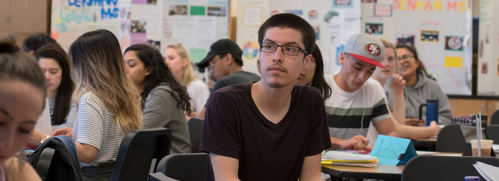 Student in a classroom