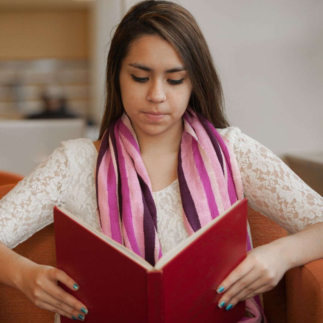 Teen girl reading