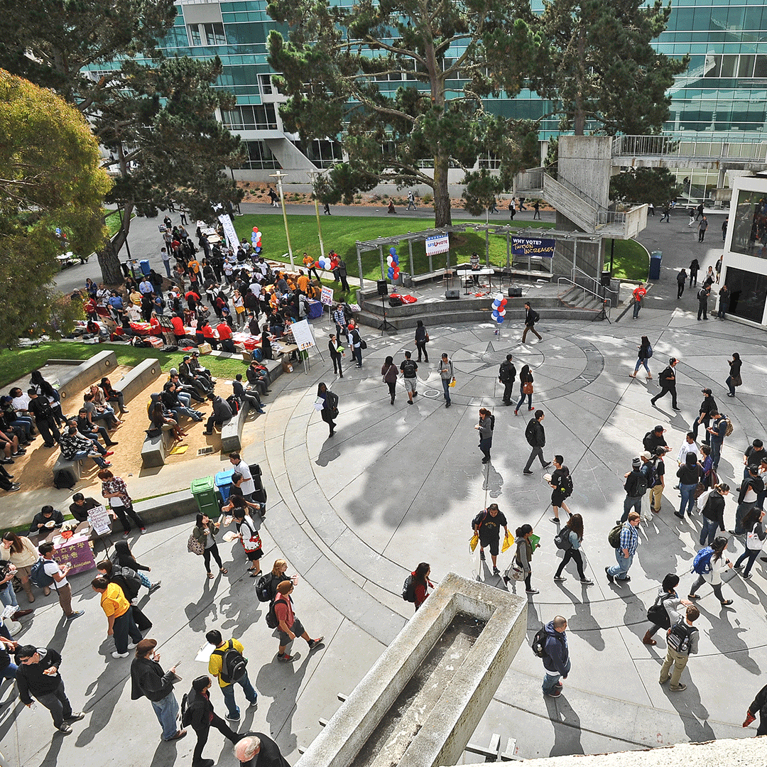 SF State students on Malcolm X Plaza