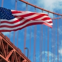 USA flag at the Golden Gate Bridge