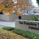 Golden fall leaves on a tree outside the Administration building