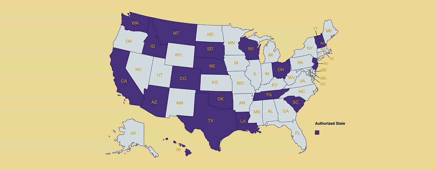 14 States that are authorized for online education